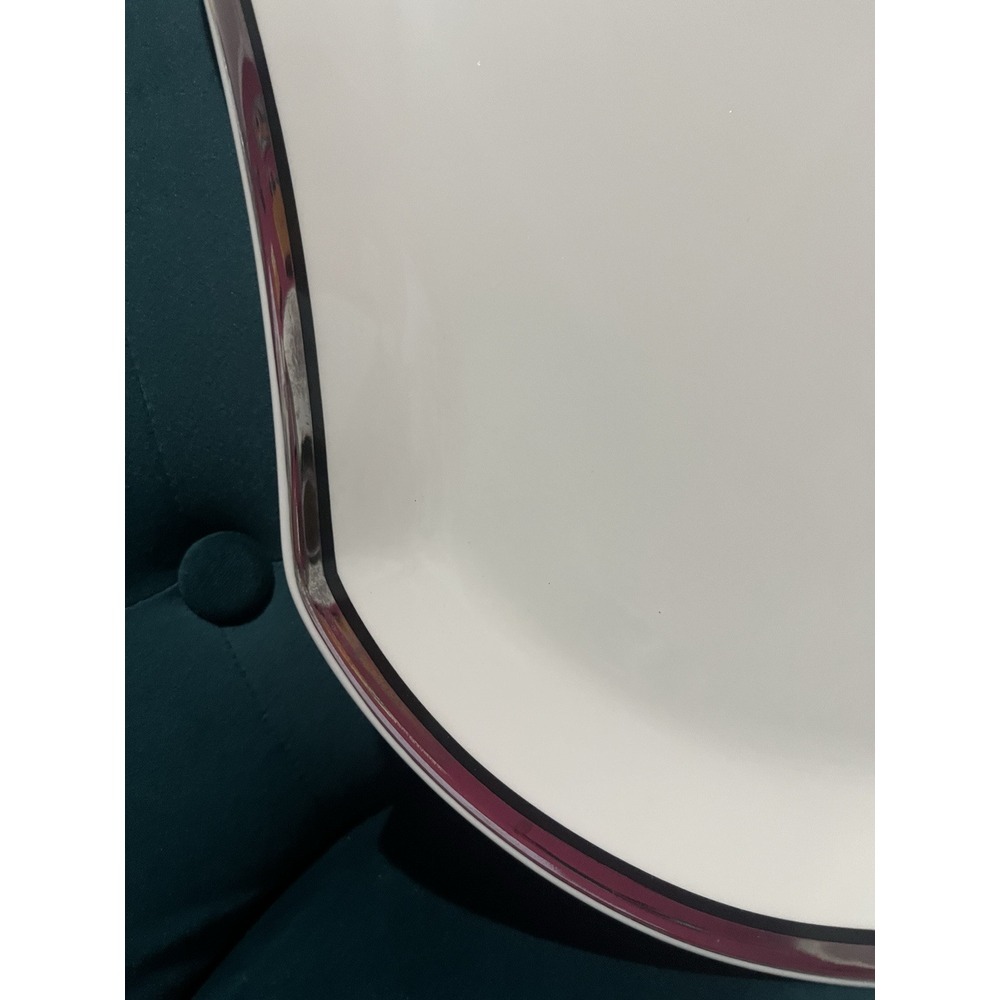 MIKASA China‎ SOLITUDE Platinum Narumi Japan Hourglass Platter 10.5"x14.75" MCM - Picture 4 of 4